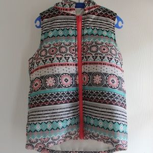 One Step Up Puffer Girl M (10/12) Tribal Vest Hood